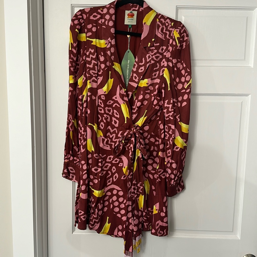 Farm Rio Burgundy Toucanissimo Mini Dress